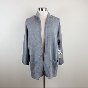 Cyrus Solid Gray Open Front Sweater Cardigan Women Long Sleeve Large New